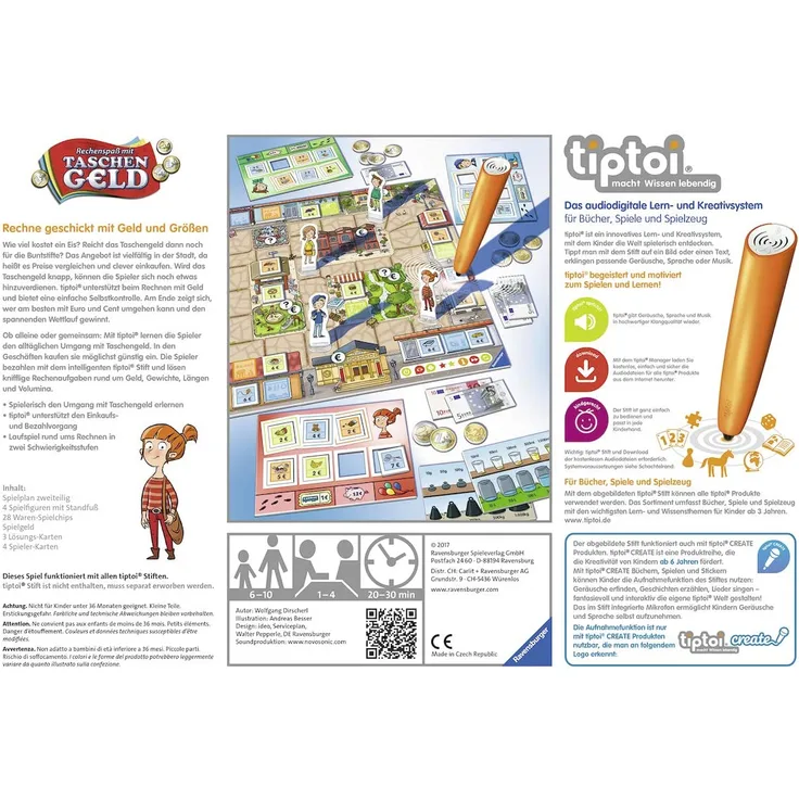 Ravensburger tiptoi 00779 - "Rechenspaß mit Taschengeld" / Spiel von Ravensburger ab 6 Jahren / Rechne geschickt mit Geld und Größen