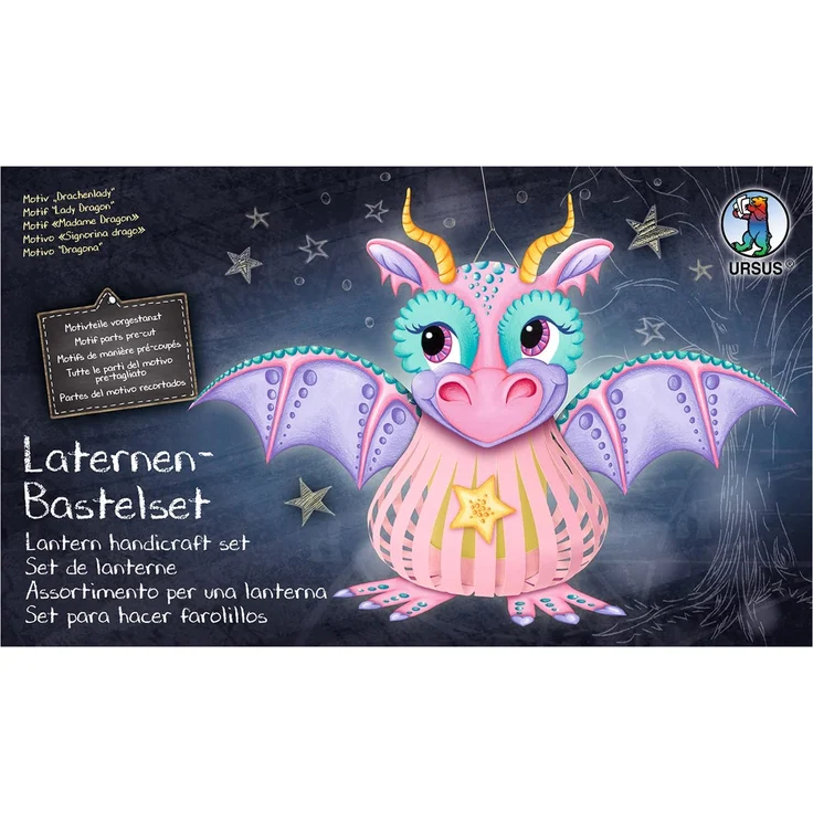 Ursus 18720012F - Laternen Bastelset Drachenlady, Set zum Basteln einer Laterne, für Kinder, inklusive Bastelanleitung, ideal für den nächsten Laternenlauf – Bild 1