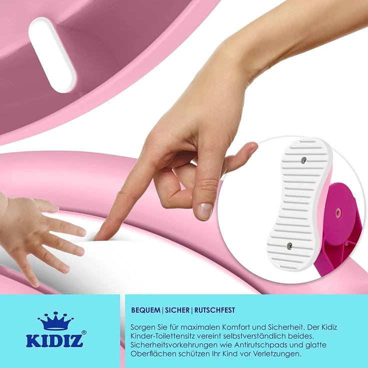 KIDIZ® Kinder Toilettensitz Toilettentrainer mit Treppe und Griffe Faltbar Kindertoilette WC Sitz Töpfchentrainer Lerntöpfchen bequemem Kissen und breiten Stufen Toilettentreppe höhenverstellbar Pink – Bild 5