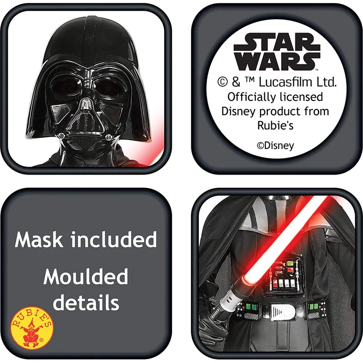 Generique - Darth Vader-Kostüm für Kinder Star Wars schwarz – Bild 5