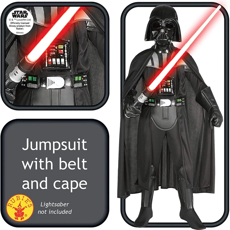 Generique - Darth Vader-Kostüm für Kinder Star Wars schwarz – Bild 3