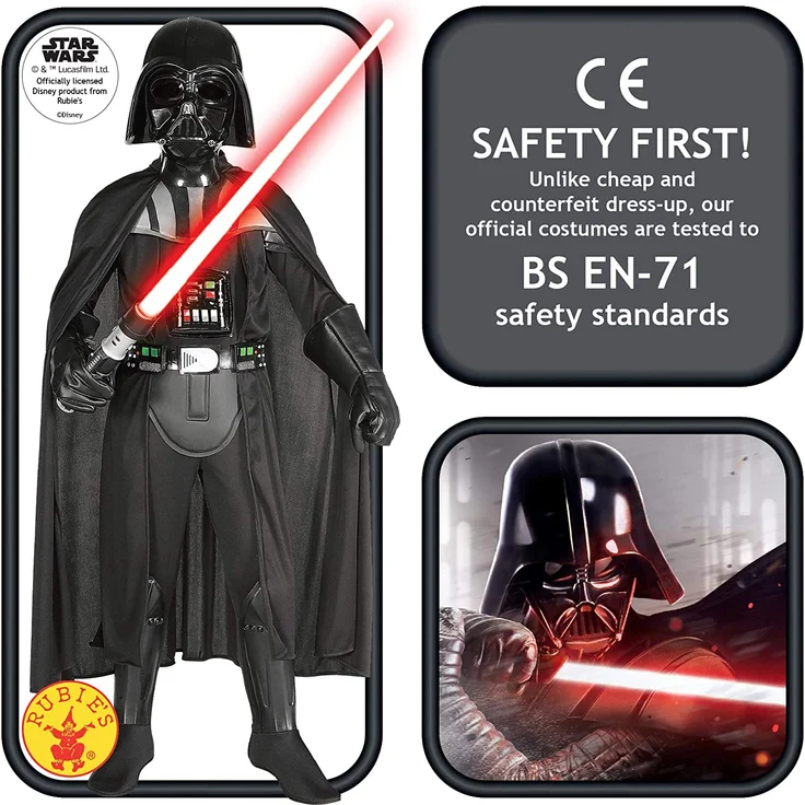 Generique - Darth Vader-Kostüm für Kinder Star Wars schwarz – Bild 4