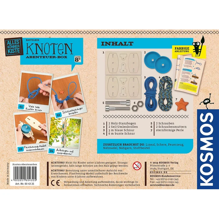 KOSMOS AllesKönnerKiste Knoten Abenteuer-Box. DIY-Bastelset für Jungen und Mädchen ab 8 Jahren, das Geschenk-Set für den Kindergeburtstag, mit Flaschenzug-Modell und Anleitungen für viele Knoten – Bild 2