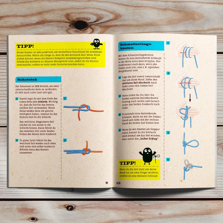 KOSMOS AllesKönnerKiste Knoten Abenteuer-Box. DIY-Bastelset für Jungen und Mädchen ab 8 Jahren, das Geschenk-Set für den Kindergeburtstag, mit Flaschenzug-Modell und Anleitungen für viele Knoten – Bild 6