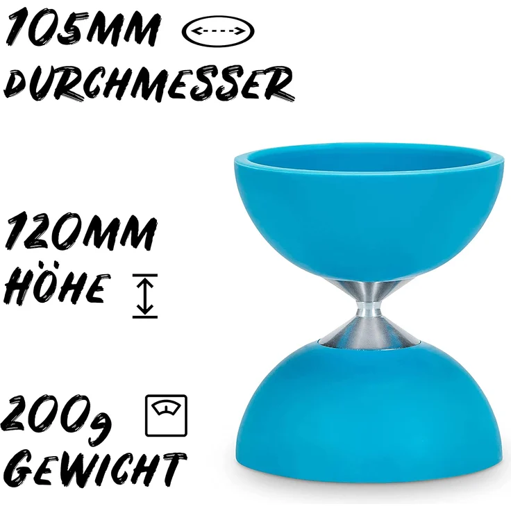 Diabolo Freizeitsport Jonglier-Set Basic mit Diabolo (türkis), Handsticks aus Aluminium, Ersatzschnur (160cm) und Gedruckter Anleitung - ideal zum Verschenken für Kinder, Einsteiger & Anfänger – Bild 2