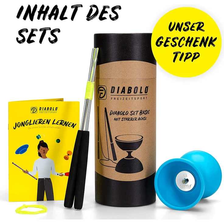 Diabolo Freizeitsport Jonglier-Set Basic mit Diabolo (türkis), Handsticks aus Aluminium, Ersatzschnur (160cm) und Gedruckter Anleitung - ideal zum Verschenken für Kinder, Einsteiger & Anfänger – Bild 5