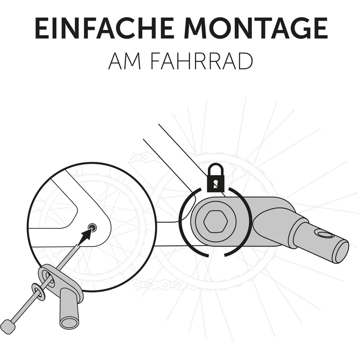 Hauck Universal Kupplung für Kinder Fahrradanhänger DRYK DUO Einfache Installation Metall Schwarz – Bild 4