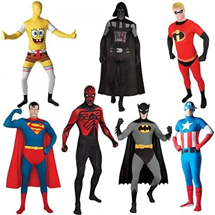 Rubies DC 2nd Skin Jumpsuit, Batman oder Superman : 3880519 - Batman S
