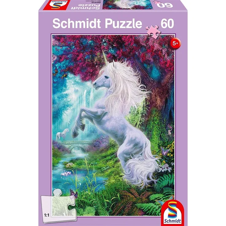 Schmidt Spiele Puzzle 56310 Einhorn im verzauberten Garten, 60 Teile Kinderpuzzle, bunt
