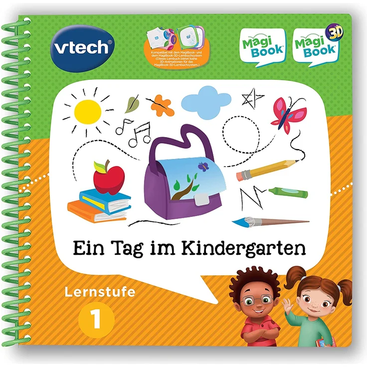 VTech Lernstufe 1, Ein Tag im Kindergarten, Magibook Lernbuch – Bild 1