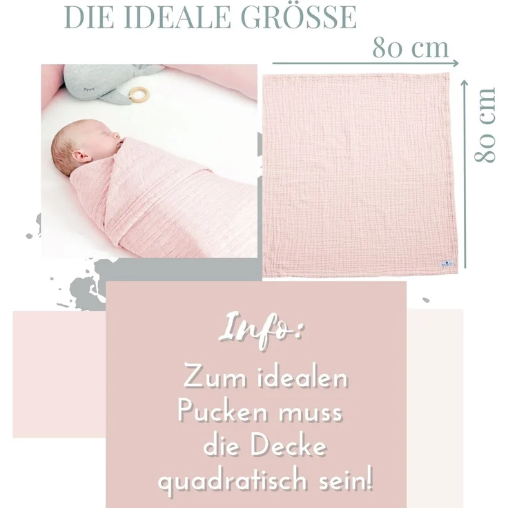 nordic coast company 4 in 1 Musselindecke, 80 x 80 cm Rosa – Bild 4