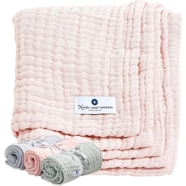 nordic coast company 4 in 1 Musselindecke, 80 x 80 cm Rosa