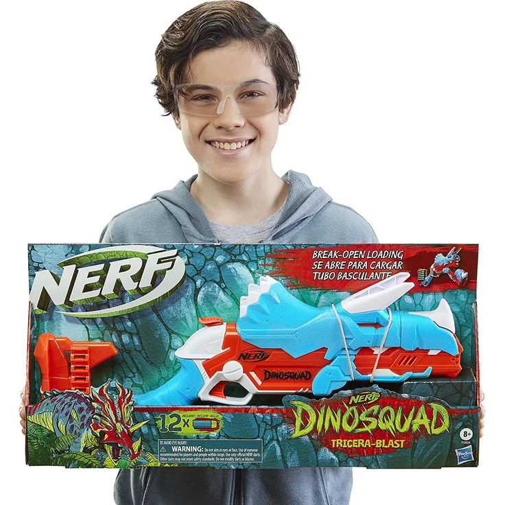 Nerf DinoSquad Tricera-Blast Nerf DinoSquad Tricera-Blast Dart-Blaster, aufklappbarer 3-Dart Lauf, 12 Nerf Darts, Dart-Aufbewahr – Bild 3