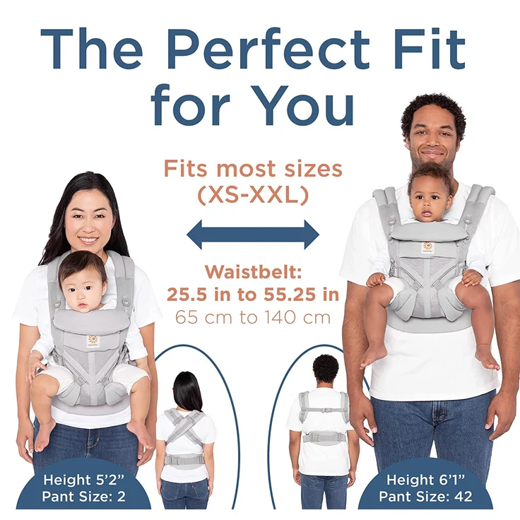 Ergobaby Babytrage für Neugeborene ab Geburt, Baby Tragesystem Omni 360 Cool Air Mesh, Baby-Tragetasche Bauchtrage Rückentrage, Midnight Blau – Bild 2