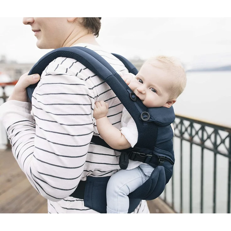 Ergobaby Babytrage für Neugeborene ab Geburt, Baby Tragesystem Omni 360 Cool Air Mesh, Baby-Tragetasche Bauchtrage Rückentrage, Midnight Blau – Bild 3