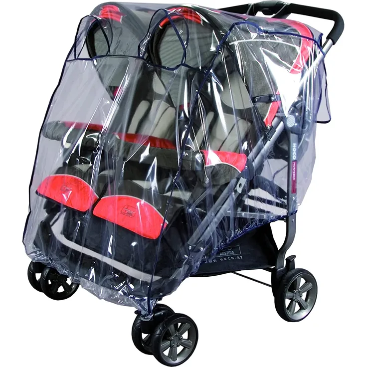 sunnybaby 13193 - Universal Regenverdeck, Regenschutz für ZWILLINGS-Buggy mit Dach & ZWILLINGS-Sportwagen | mit zwei Kontaktfenstern f. optimale Luftzirkulation | glasklar | Qualität: MADE in GERMANY