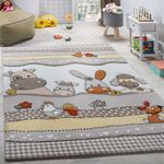 Paco Home 'Farm' Kinderteppich Beige Grau 133 cm Quadrat