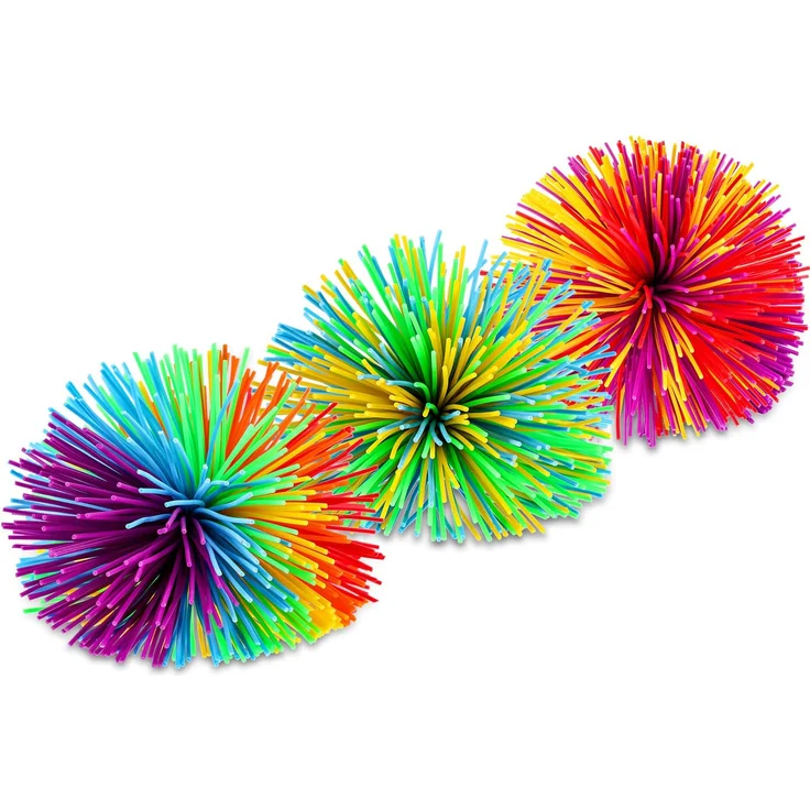 5 Stücke AFFE Stringy Balls Sensory Fidget Stringy Balls Weiche Regenbogen Pom Bouncy Stress Balls mit Aufbewahrungstasche, Mehrfarbig (5 Stücke) – Bild 2