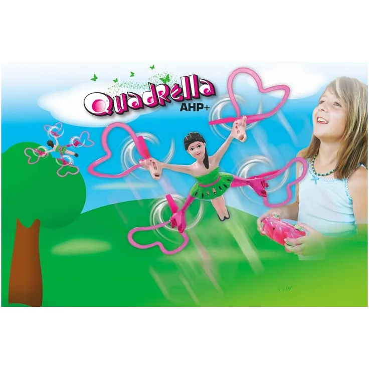 Jamara 422008 - Quadrella Drone Kompass Flyback Turbo Flip 2,4G – sehr einfach zu fliegen, selbststabilisierende Fluglage, stabiles Vollgehäuse, Rotorschutz, LED Beleuchtung mit Unterspannungswarnung