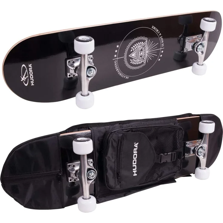 HUDORA Skateboard Columbia Heights ABEC 3 mit Rucksack - Skateboarding, 12173
