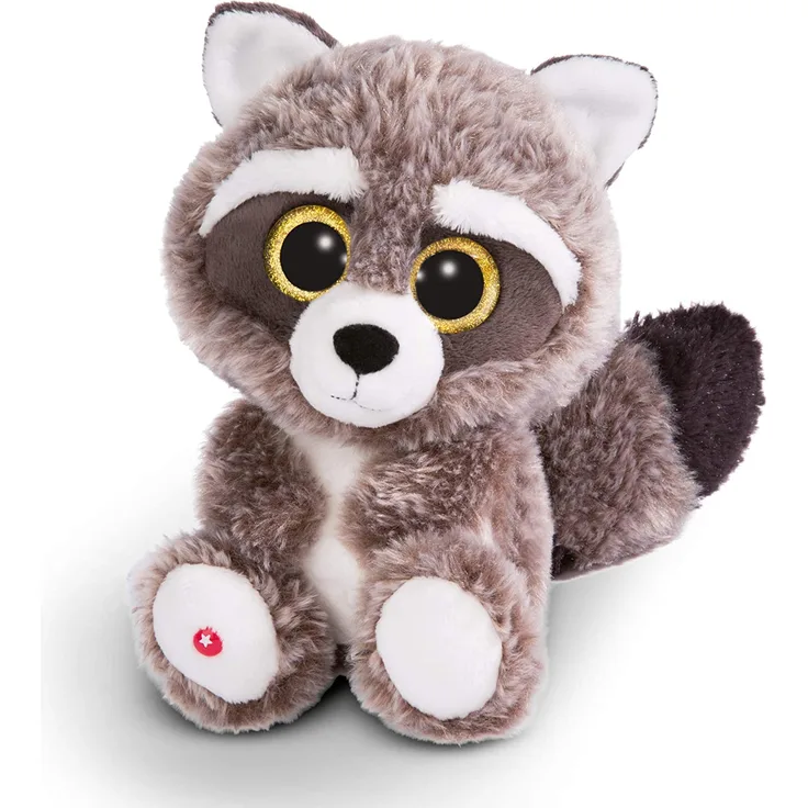 NICI Glubschis: Das Original – Glubschis Waschbär Clooney 25 cm – Kuscheltier Waschbär mit großen Augen – Flauschiges Plüschtier mit großen Glitzeraugen – Schmusetier für Kuscheltierliebhaber – 45569