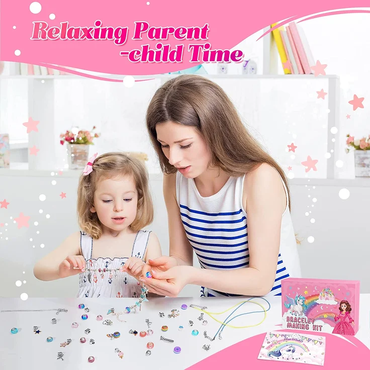 Geschenke für Mädchen, Schmuck Basteln Mädchen Kinder Spielzeug ab 5-12 Jahre, Bastelset Kinder Mädchen Schmuck Armbänder, Mädchen Geschenke 5 6 7 8 9 10 11 12 Jahre, Weihnachtsgeschenke für kinder – Bild 2