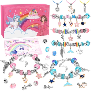 Armbänder Selber Machen Set Für Mädchen – Bastelset Mit Perlen, Anhängern, Geschenkbox, Ab 4-12 Jahre