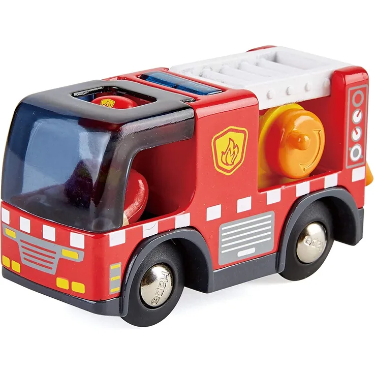 Hape E3737 E3737-Feuerwehrauto mit Sirene, Spielfigur &-Fahrzeug, Eisenbahn, rot