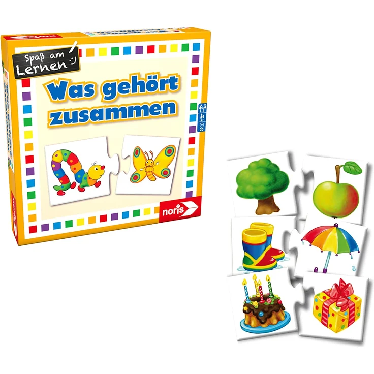 Noris 608985662 Was gehört zusammen, das beliebte Kinderspiel für Groß und Klein-Reise-und Mitbringspiel, ab 3 Jahren – Bild 1