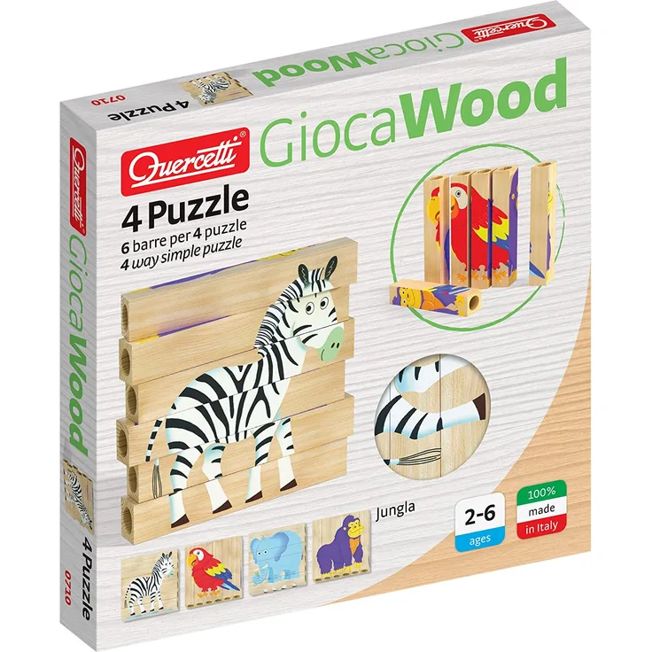 Quercetti – q0710 – 4 Puzzles Jungle – Holz