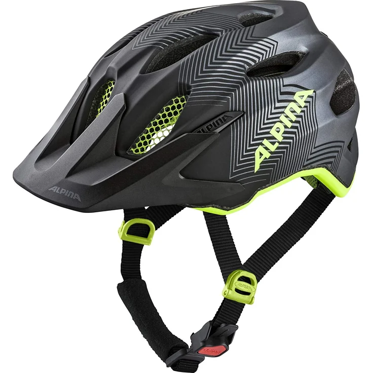 Alpina Junior Carapax Black - Neon Yellow, Größe 51 - 56 cm - Fahrradhelm, Farbe Schwarz – Bild 1