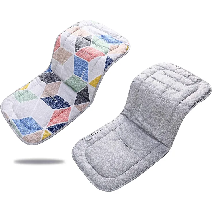 Baby Sitzauflage für Kinderwagen, 32x78 cm Baby Sitzeinlage aus 100% Baumwolle Weiche und Reversible Autositz Kinderwagenauflage für Babyschale Buggy(Rosa Polygon + grau)