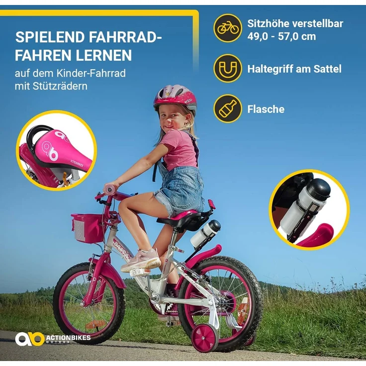 Actionbikes Kinderfahrrad Daisy 12 Zoll Kinder Fahrrad Kinderrad Stützräder Korb – Bild 7