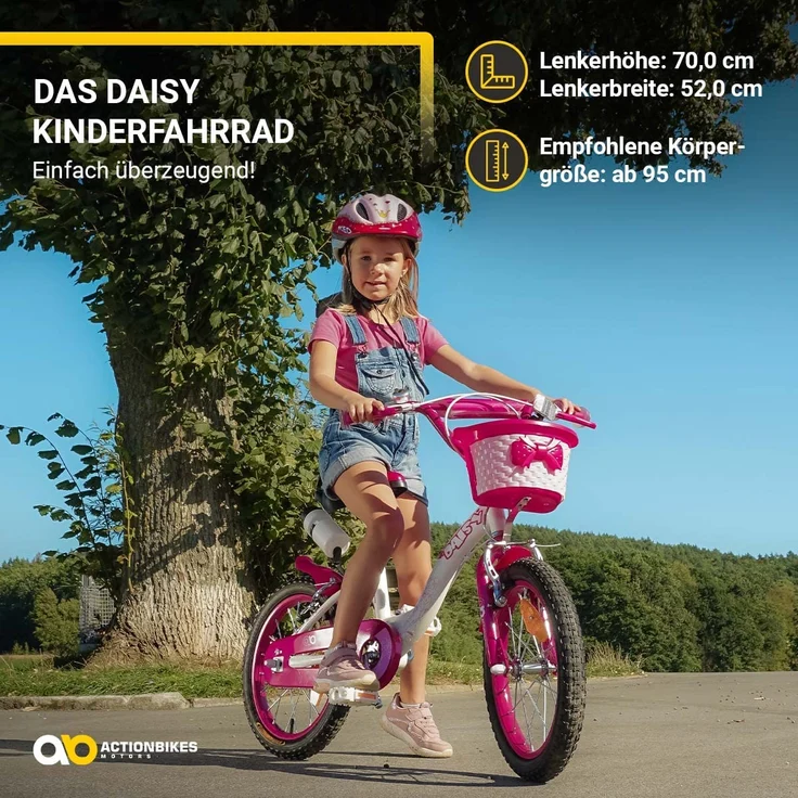Actionbikes Kinderfahrrad Daisy 12 Zoll Kinder Fahrrad Kinderrad Stützräder Korb – Bild 2