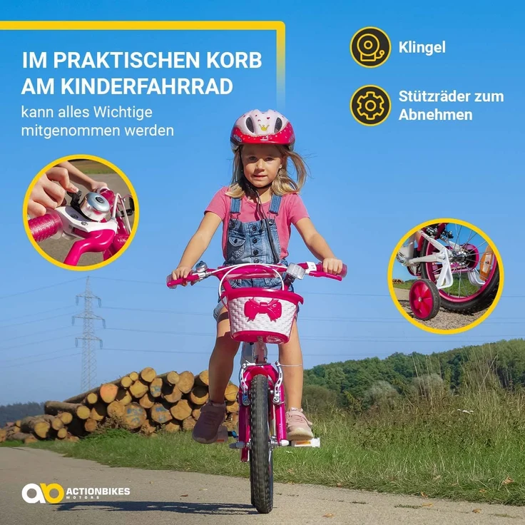Actionbikes Kinderfahrrad Daisy 12 Zoll Kinder Fahrrad Kinderrad Stützräder Korb – Bild 4