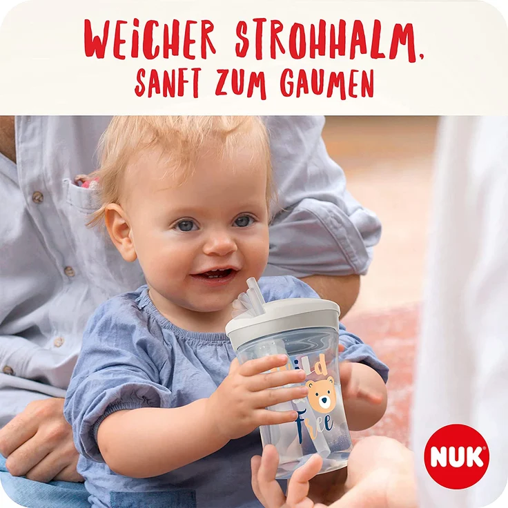 NUK Action Cup Trinkbecher Kinder | 12+ Monate | 230 ml | Drehdeckel mit weichem Strohhalm | auslaufsicher | BPA-frei | lila Krabbe – Bild 2