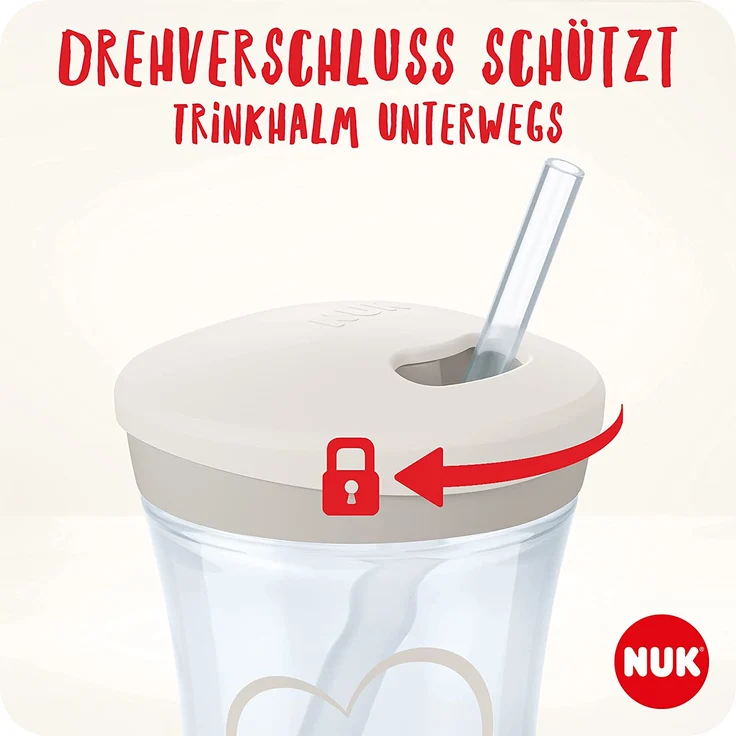 NUK Action Cup Trinkbecher Kinder | 12+ Monate | 230 ml | Drehdeckel mit weichem Strohhalm | auslaufsicher | BPA-frei | lila Krabbe – Bild 3