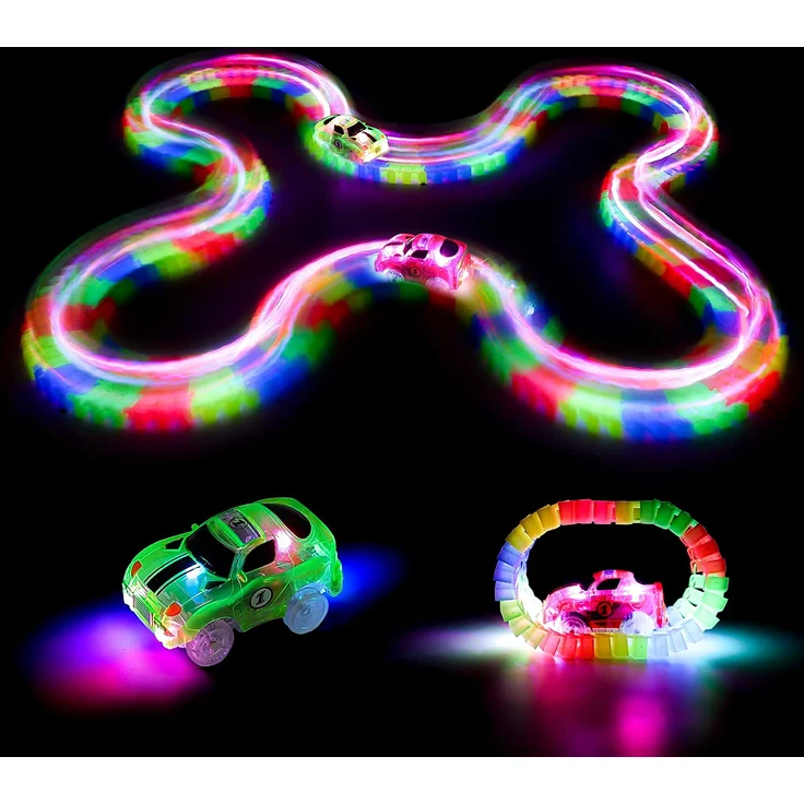 Autorennbahn Auto Spielzeug ab 3 4 5 6 Jahren Junge mit 240 Stück Leucht Autorennbahn 2 Glow Cars Spielzeug Rennbahn Kinder 3 Jahre Geschenk Junge Kinderspielzeug ab 3 4 5 6 7 8 Jahre Junge Mädchen – Bild 5