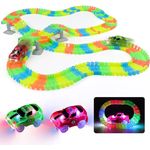 Autorennbahn Auto Spielzeug ab 3 4 5 6 Jahren Junge mit 240 Stück Leucht Autorennbahn 2 Glow Cars Spielzeug Rennbahn Kinder 3 Jahre Geschenk Junge Kinderspielzeug ab 3 4 5 6 7 8 Jahre Junge Mädchen