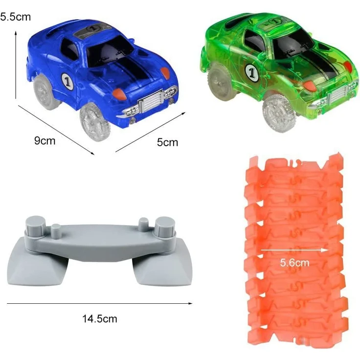 Autorennbahn Auto Spielzeug ab 3 4 5 6 Jahren Junge mit 240 Stück Leucht Autorennbahn 2 Glow Cars Spielzeug Rennbahn Kinder 3 Jahre Geschenk Junge Kinderspielzeug ab 3 4 5 6 7 8 Jahre Junge Mädchen – Bild 9