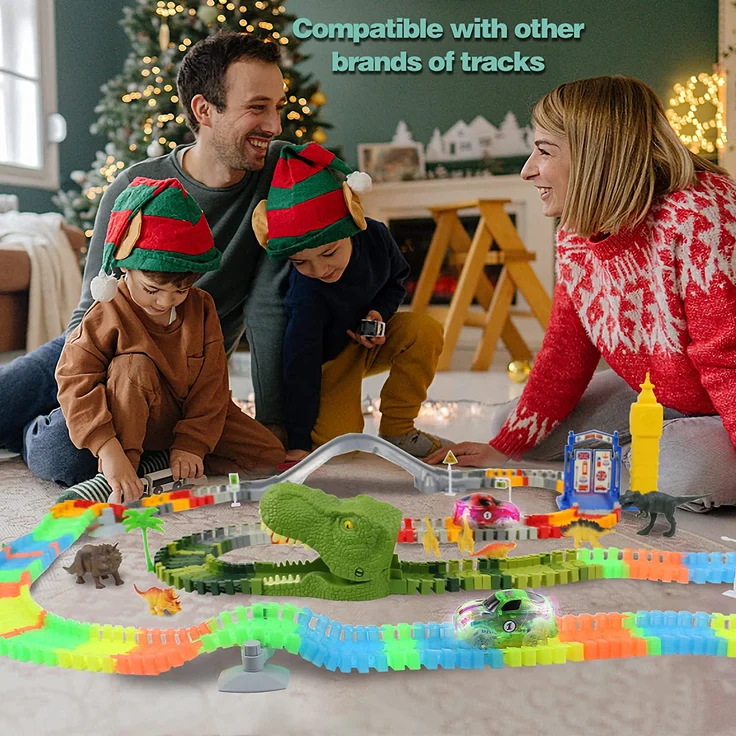 Autorennbahn Auto Spielzeug ab 3 4 5 6 Jahren Junge mit 240 Stück Leucht Autorennbahn 2 Glow Cars Spielzeug Rennbahn Kinder 3 Jahre Geschenk Junge Kinderspielzeug ab 3 4 5 6 7 8 Jahre Junge Mädchen – Bild 3