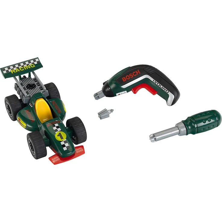 Theo Klein 8395 Werkzeugkoffer-Set Bosch Grand Prix mit Ixolino-Akkuschrauber I Schraubbarer Rennwagen I Maße: 32 cm x 26 cm x 9 cm I Spielzeug für Kinder ab 3 Jahren - Preisvergleich – Bild 4