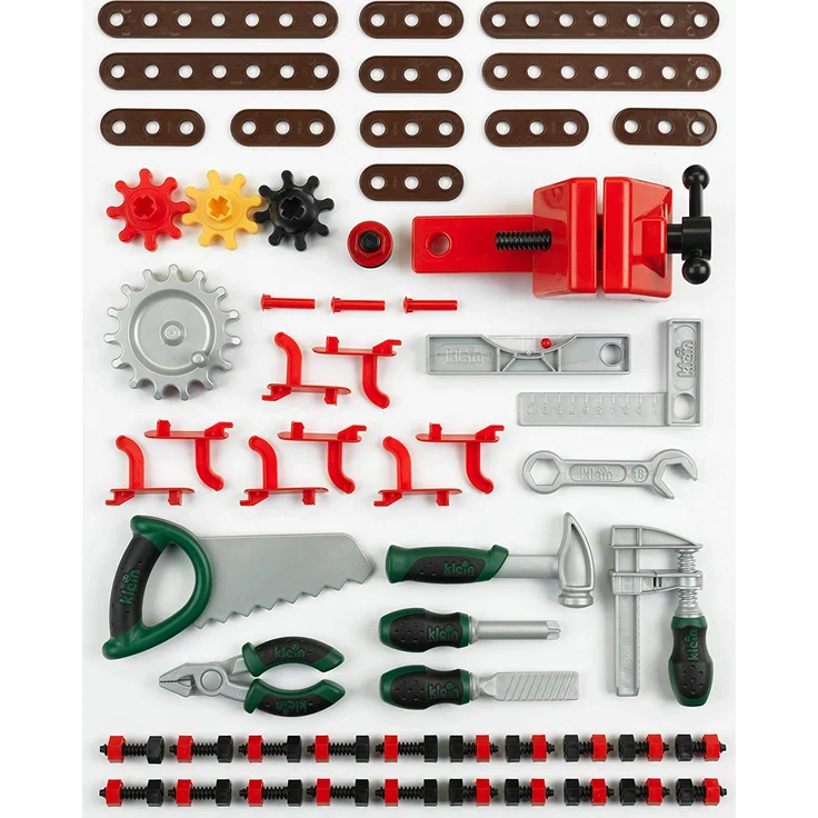 Theo Klein 8574 Bosch Werkbank 77-teilig I Mit Schraubendreher und -schlüssel, Zange, Hammer und vielem mehr I Arbeitsplatte mit Lernfunktion I Maße: 57 cm x 35 cm x 86 cm – Bild 2