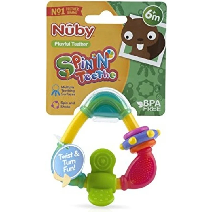 Nuby 006649 Spin N ' Teethe Beißring, mehrfarbig – Bild 5