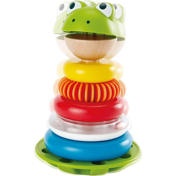 Hape E0457 - Stapel Frosch, Motorik-und Lernspielzeug zum Sortieren und Stapeln – Bild 5