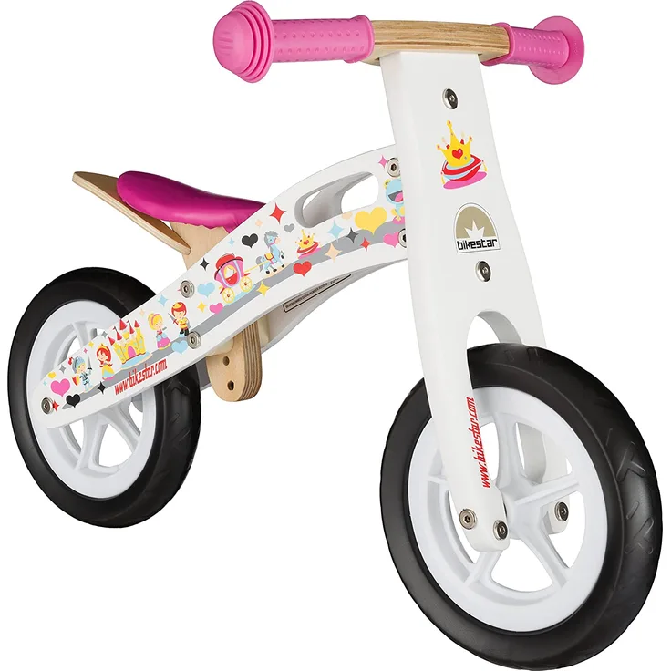 BIKESTAR Kinderlaufrad Lauflernrad Kinderrad für Mädchen ab 2 - 3 Jahre | 10 Zoll Kinder Laufrad Holz | Weiß | Risikofrei Testen