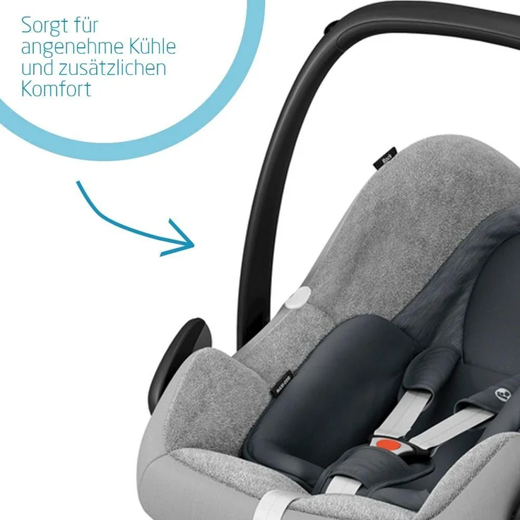 Maxi-Cosi Sommerbezug, passend für Maxi-Cosi Pebble Plus / Rock Babyschale, Schonbezug für den Autositz für die warmen Sommertage, fresh grau – Bild 3