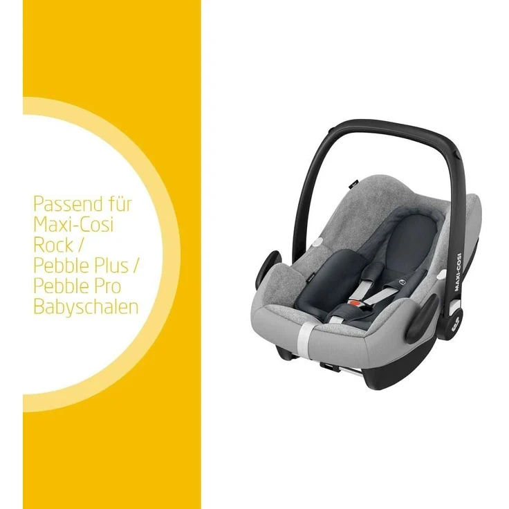 Maxi-Cosi Sommerbezug, passend für Maxi-Cosi Pebble Plus / Rock Babyschale, Schonbezug für den Autositz für die warmen Sommertage, fresh grau – Bild 2