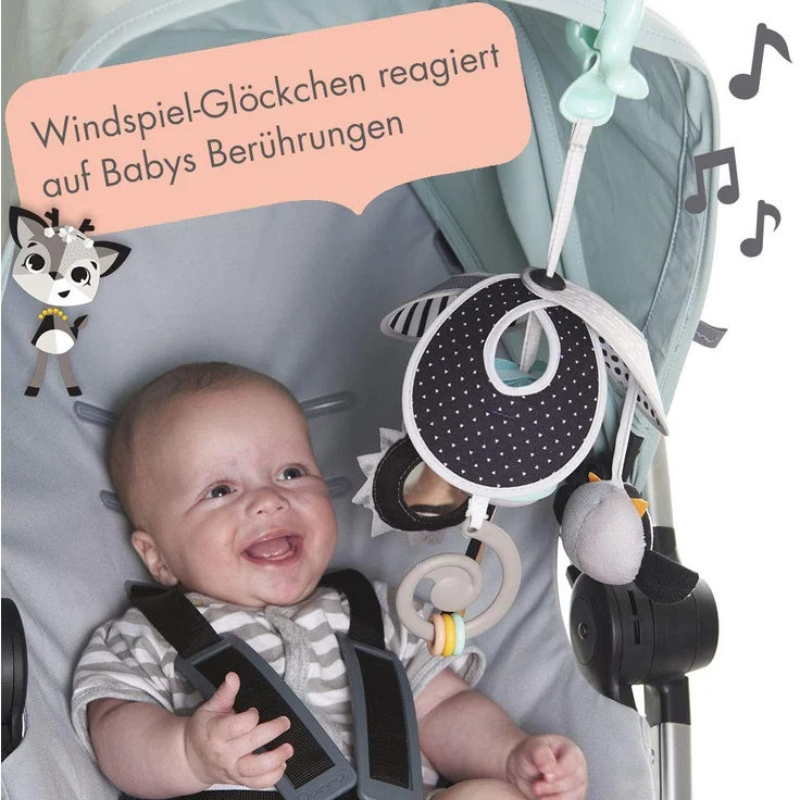 Tiny Love Mini Mobile Magical Tales, für Babys mit Großer Clip für unterwegs, mit 4 Spielmöglichkeiten, nutzbar ab der Geburt, black und white – Bild 3