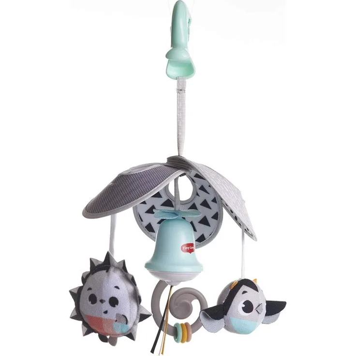 Tiny Love Mini Mobile Magical Tales, für Babys mit Großer Clip für unterwegs, mit 4 Spielmöglichkeiten, nutzbar ab der Geburt, black und white